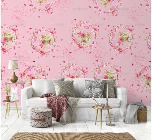 MEIZONGHUOJI Selbstklebend Tapete Kranz Blumen Rosa Tapete 45 * 300Cm Selbstklebende Folie Abnehmbar Vinyl Klebefolie Wasserdicht Dekorfolie Für Wohnzimmer Schlafzimmer Küche Wand Möbel von MEIZONGHUOJI