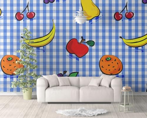 MEIZONGHUOJI Selbstklebend Tapete Obst Cartoon blau weiß kariert 45 * 600CM Selbstklebende Folie Abnehmbar Vinyl Klebefolie Wasserdicht Dekorfolie für Wohnzimmer Schlafzimmer Küche Wand Möbel MEIZONGHUOJI Selbstklebend Tapete Obst Cartoon blau weiß kariert 45 * 600CM Selbstklebende Folie Abnehmbar Vinyl Klebefolie Wasserdicht Dekorfolie für Wohnzimmer Schlafzimmer Küche Wand Möbel von MEIZONGHUOJI