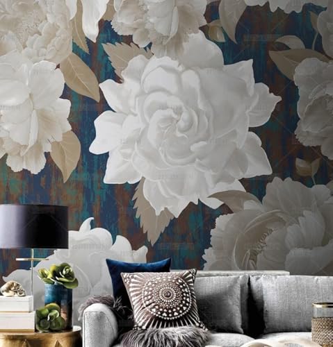 MEIZONGHUOJI Selbstklebend Tapete Pastorale Blumen Retro weiß Tapete 45 * 600CM Selbstklebende Folie Abnehmbar Vinyl Klebefolie Wasserdicht Dekorfolie für Wohnzimmer Schlafzimmer Küche Wand Möbel von MEIZONGHUOJI