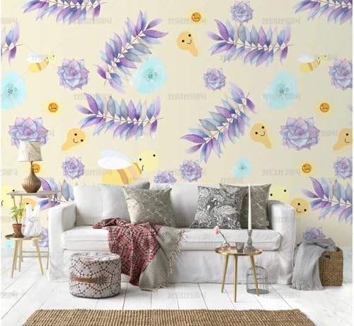 MEIZONGHUOJI Selbstklebend Tapete Pflanze Lila Cartoon Tapete 45 * 300Cm Selbstklebende Folie Abnehmbar Vinyl Klebefolie Wasserdicht Dekorfolie Für Wohnzimmer Schlafzimmer Küche Wand Möbel von MEIZONGHUOJI