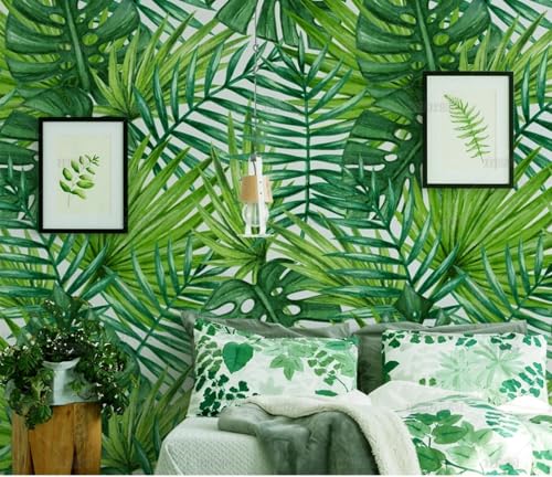 MEIZONGHUOJI Selbstklebend Tapete Pflanzen Blätter Grün Tapete 45 * 300Cm Selbstklebende Folie Abnehmbar Vinyl Klebefolie Wasserdicht Dekorfolie Für Wohnzimmer Schlafzimmer Küche Wand Möbel von MEIZONGHUOJI