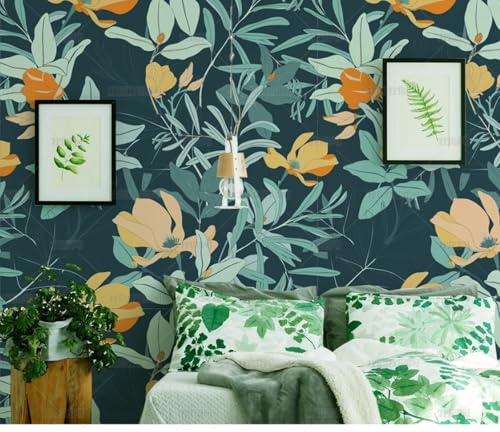 MEIZONGHUOJI Selbstklebend Tapete Pflanzen Blumen Dunkelblau Tapete 45 * 300Cm Selbstklebende Folie Abnehmbar Vinyl Klebefolie Wasserdicht Dekorfolie Für Wohnzimmer Schlafzimmer Küche Wand Möbel von MEIZONGHUOJI