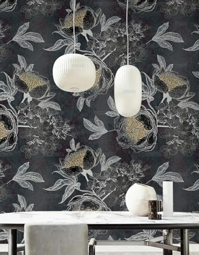 MEIZONGHUOJI Selbstklebend Tapete Pflanzen Blumen Schwarz Retro 45 * 600CM Selbstklebende Folie Abnehmbar Vinyl Klebefolie Wasserdicht Dekorfolie für Wohnzimmer Schlafzimmer Küche Wand Möbel MEIZONGHUOJI Selbstklebend Tapete Pflanzen Blumen Schwarz Retro 45 * 600CM Selbstklebende Folie Abnehmbar Vinyl Klebefolie Wasserdicht Dekorfolie für Wohnzimmer Schlafzimmer Küche Wand Möbel von MEIZONGHUOJI