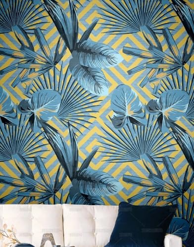 MEIZONGHUOJI Selbstklebend Tapete Pflanzen blätter blau 45 * 600CM Selbstklebende Folie Abnehmbar Vinyl Klebefolie Wasserdicht Dekorfolie für Wohnzimmer Schlafzimmer Küche Wand Möbel von MEIZONGHUOJI