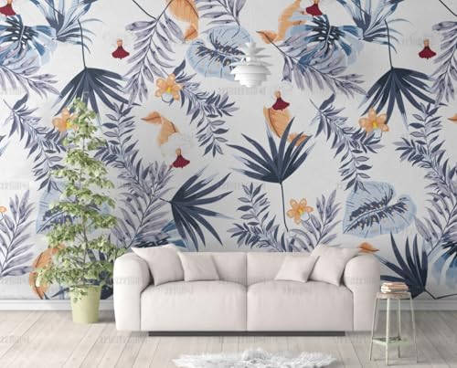 MEIZONGHUOJI Selbstklebend Tapete Pflanzen blätter grau 45 * 600CM Selbstklebende Folie Abnehmbar Vinyl Klebefolie Wasserdicht Dekorfolie für Wohnzimmer Schlafzimmer Küche Wand Möbel von MEIZONGHUOJI