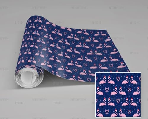Selbstklebend Tapete Flamingo Weihnachten Cartoon Blau Tapete 45*300Cm Selbstklebende Folie Abnehmbar Vinyl Klebefolie Wasserdicht Dekorfolie Für Wohnzimmer Schlafzimmer Küche Wand Möbel von MEIZONGHUOJI