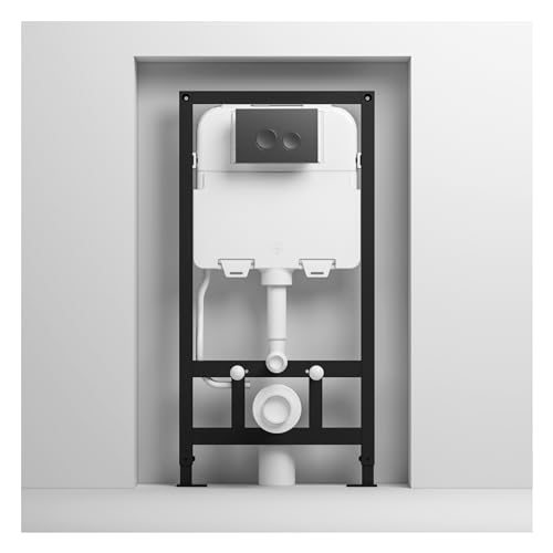 MEJE # MZE014P Spülkasten Vorwandelement mit Dual-Flush-Betätigungsplatte, weiß (kompatibel mit #MZE014P wandhängendes Smart-WC) von MEJE