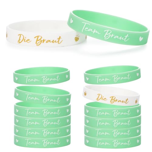 MEJOSER 12 Stück JGA Accessoires Frauen Armbänder Team Braut Junggesellenabschied Deko Junggesellinnenabschied Bachelorette Hochzeit Party Mitgebsel Silikonarmband Grün MEJOSER 12 Stück JGA Accessoires Frauen Armbänder Team Braut Junggesellenabschied Deko Junggesellinnenabschied Bachelorette Hochzeit Party Mitgebsel Silikonarmband Grün von MEJOSER
