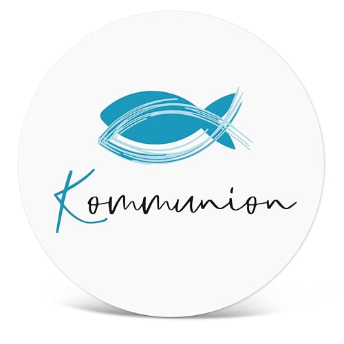 MEJOSER Kommunion Deko Junge Mädchen 120 Stück 4cm Aufkleber Kommunion Sticker Blau Fische Etiketten Selbstklebend Basteln Erstkommunion Deko für Einladungskarten Einladung Gastgeschenke von MEJOSER