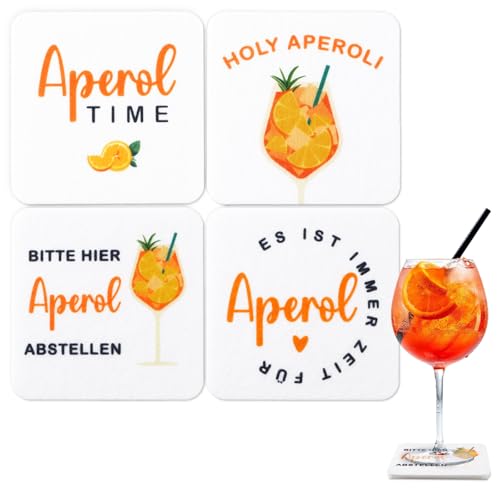 MEJOSER 4 Stück Aperol Untersetzer aus Filz Lillet Aperoli Geschenk für Aperolliebhaber Tischdeko Mottoparty Karneval Fasching Weihnachten Orange (Aperol) von MEJOSER