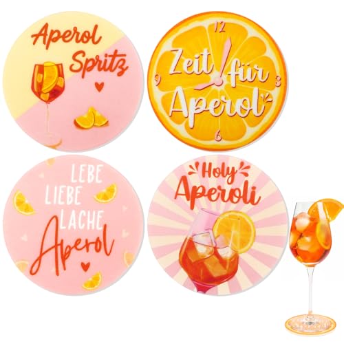 MEJOSER 4 Stück Aperol Untersetzer mit Sprüchen Aperoli Deko aus Filz Aperol Geschenk für Aperolliebhaber Tischdeko Sommer Mottoparty Karneval Fasching Weihnachten Orange von MEJOSER