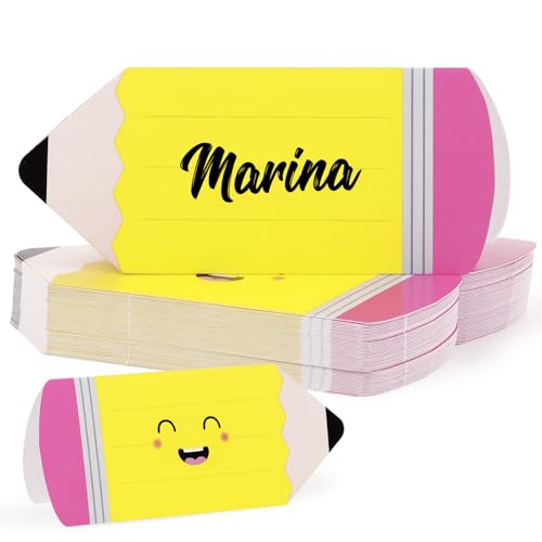 MEJOSER 50 Stück Tischkarten Einschulung Tischdeko Namensschilder Schule Schulanfang Schulkind Platzkarten Namenskarten zum Beschriften Einschulung Deko Tisch für Gäste Gastgeschenk Tischkärtchen von MEJOSER