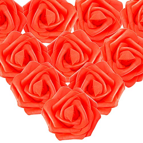 50er Schaumrosen Künstliche Blumen Rosenköpfe Rosenblüten Foamrosen Brautstrauß DIY Party Hause Hochzeit Deko (Rot) von MEJOSER
