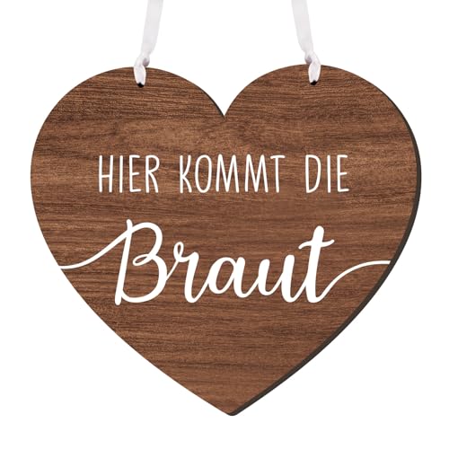 MEJOSER Hochzeit Schild Holz 22cm Hochzeitsdeko Hier Kommt die Braut Herz Trauung Deko Hochzeitsschild für Blumenmädchen Blumenkinder Brautjungfer Stuhl Wand Braut Team Braut JGA MEJOSER Hochzeit Schild Holz 22cm Hochzeitsdeko Hier Kommt die Braut Herz Trauung Deko Hochzeitsschild für Blumenmädchen Blumenkinder Brautjungfer Stuhl Wand Braut Team Braut JGA von MEJOSER