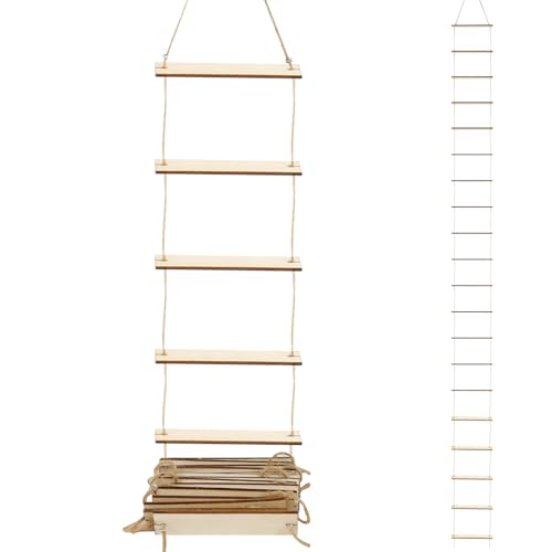 MEJOSER Wichtel Zubehör Strickleiter 100x8cm Miniatur Weihnachten Wichtelzubehör Holz Wichteltür Mini Leiter 1M Weihnachtswichtel Weihnachtsdeko DIY Basteln von MEJOSER
