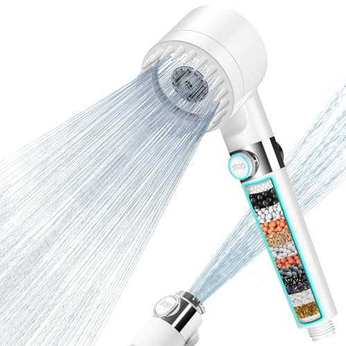Duschkopf mit Filter MEKO Hochdruck Handbrause mit Filtration in 15 Schichten 1,5M Schlauch 3 Strahlarten Sparduschkopf für Entfernen vom harten Wasser, Rest-Chlor, Bakterien und Schwermetall - Weiß Duschkopf mit Filter MEKO Hochdruck Handbrause mit Filtration in 15 Schichten 1,5M Schlauch 3 Strahlarten Sparduschkopf für Entfernen vom harten Wasser, Rest-Chlor, Bakterien und Schwermetall - Weiß von MEKO