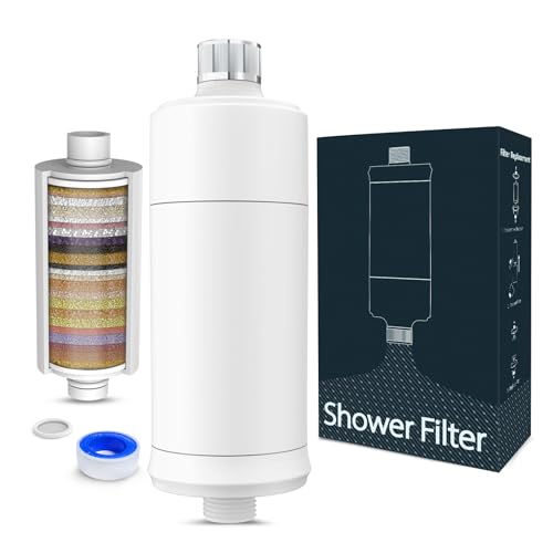 MEKO 32-Stufen Duschfilter, Ersetzbare Shower Filter Duschwasserfilter für hartes Wasser, Reduziert Chlor, Verunreinigungen, Schwermetalle, Filterkapazität 20,000 L, 1 Ersatz-Filterpatrone - Weiß MEKO 32-Stufen Duschfilter, Ersetzbare Shower Filter Duschwasserfilter für hartes Wasser, Reduziert Chlor, Verunreinigungen, Schwermetalle, Filterkapazität 20,000 L, 1 Ersatz-Filterpatrone - Weiß von MEKO