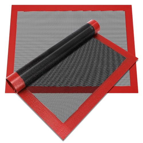Backmatte Silikon 2er Set, 40x30cm Antihaftbeschichtung Silikonmatte Wiederverwendbare Silikonmatte Hitzebeständige Backunterlage für Kekse Backen Zubehör von MEKOTRIN