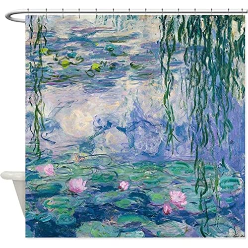 Design Seerosen Garten Duschvorhänge Claude Monet Art Dekorativer Stoff Bedruckter Duschvorhang Badezimmer Dekor Duschvorhang 180x180cm von MEKPAM
