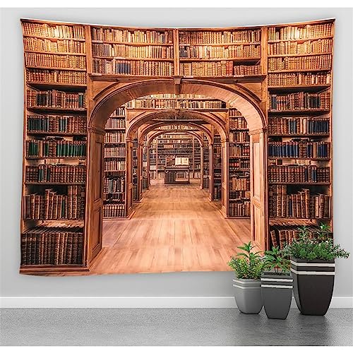 Europäische Vintage Bibliothek Bücherregal Wandbehang Wandteppich Wohnkultur Kunst Decke 150x130cm von MEKPAM