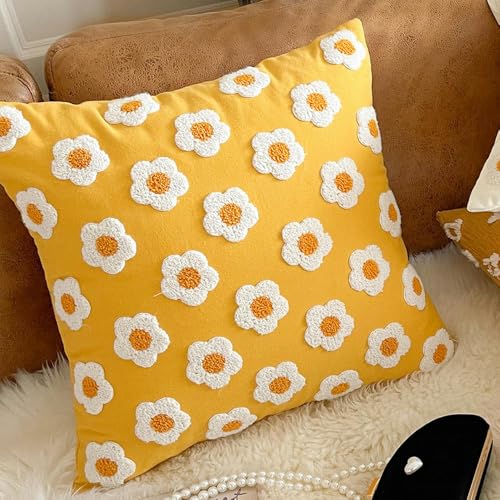MEKPAM 2 Pieces Nordischer Stickerei-Kissenbezug Kleines Frisches Gänseblümchen-Kissen Wohnzimmer-Sofa-Rückenlehne MEKPAM 2 Pieces Nordischer Stickerei-Kissenbezug Kleines Frisches Gänseblümchen-Kissen Wohnzimmer-Sofa-Rückenlehne von MEKPAM