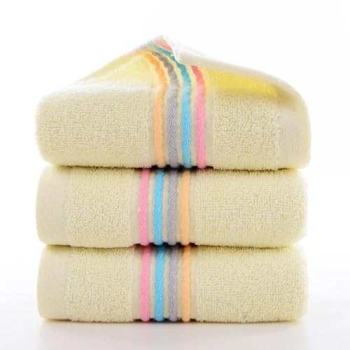 MEKPAM 3 Stück Saugfähiges Dickes Handtuch Zum Waschen des Gesichts. Weiches Handtuch Zum Waschen des Gesichts Regenbogenfarben – Gelb von MEKPAM