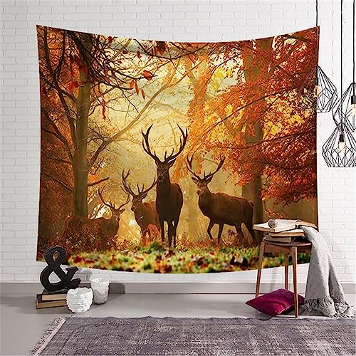 MEKPAM Elch Spazieren Wald Wandteppich Wandbehang Wandkunst Große Hirsche Wandteppich Stoff Dekorative Decke Strandtuch Wandteppich 150x100cm von MEKPAM