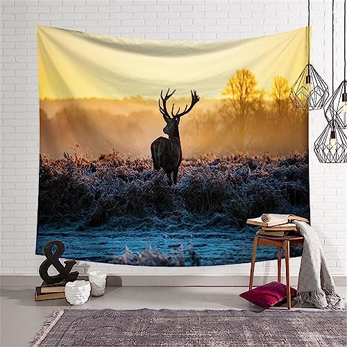MEKPAM Elch Spazieren Wald Wandteppich Wandbehang Wandkunst Große Hirsche Wandteppich Stoff Dekorative Decke Strandtuch Wandteppich 200x150cm von MEKPAM