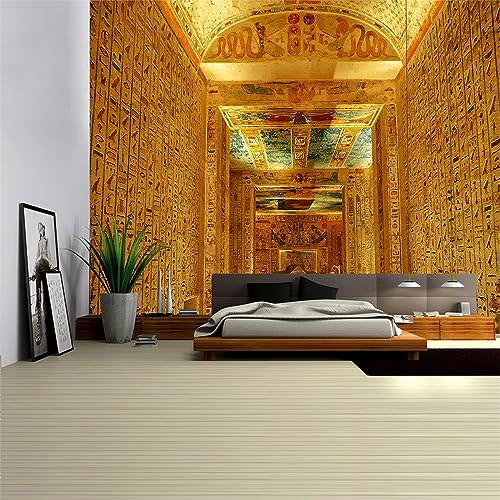 MEKPAM Goldener Alter Ägyptischer Wandteppich Wandbehang Retro-Kultur Gedruckt Ägyptische Wandteppiche Wandtuch Heimdekoration Vintage-Wandteppich 150x130cm von MEKPAM