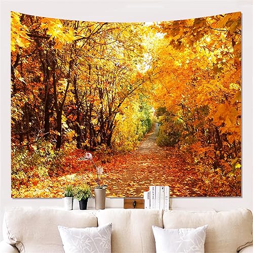 MEKPAM Heimtextilien Herbst Baum Druck Wandteppich Wald Wandbehang Wandteppich Naturlandschaft Wandteppich Hintergrundwand 150x130cm von MEKPAM