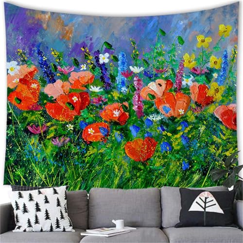 MEKPAM Hübsche Blumen Wandteppich Wandbehang Blumen Dekor Party Hause Dekoration Hintergrund Blumen Teppich 150x130cm von MEKPAM
