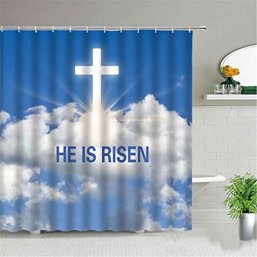 MEKPAM Kreativität Kreuz Duschvorhang Jesus Sternbild Badezimmer Dekor Home Badewanne Wasserdicht Badvorhang Set Mit Haken 180x180cm von MEKPAM