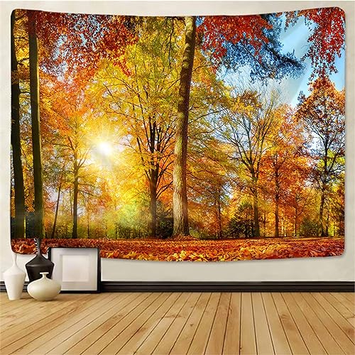 MEKPAM Natur Landschaft Wandteppich Birke Liquidambar Baum Wald Wandteppiche Wandteppich 150x100cm von MEKPAM