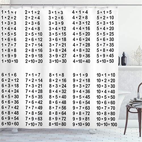 MEKPAM Pädagogische Duschvorhang Multiplikationstabelle Auf Weißem Hintergrund Mathematik Algebra Schüler Tuch Stoff Bad Dekor Set Mit Haken 180x180cm von MEKPAM
