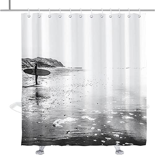 MEKPAM Surf Duschvorhang Beach Surfers Ocean Nautical Retro Bath Curtains Decor Sets Tülle Mit Haken 180X180cm von MEKPAM