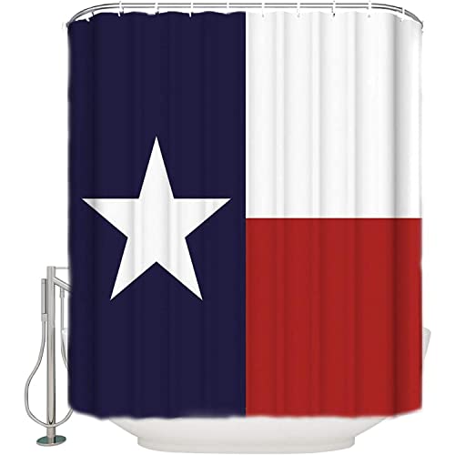 MEKPAM Texas Flag Star Print Duschvorhang Für Badezimmervorhänge Badewannen Hotel Waschbarer Duschvorhang Mit 12 Haken Einfach Rot Weiß Blau 180X180cm von MEKPAM