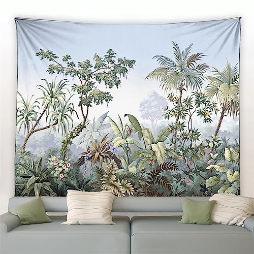 MEKPAM Tropische Pflanzen Wandteppich Bunter Papagei Monstera Bananenblätter Aquarell Wandbehang Natürliche Landschaft Wohnzimmer Wandteppiche 200x150cm von MEKPAM