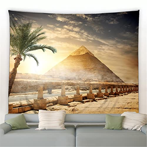 MEKPAM Wandteppich Aus Ägypten Pyramide Tropische Palme Kamel Natur Landschaft Schlafzimmer Wohnzimmer Wandbehang Dekor 230x180cm von MEKPAM