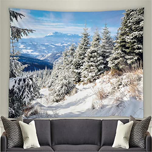 MEKPAM Wandteppichwandteppichwaldteppich Verschneite Bäume Landschaft Winterpark Winterlandschaft Wandbehang Für Schlafzimmer Wohnzimmer Wohnheim Dekor 230x180cm von MEKPAM