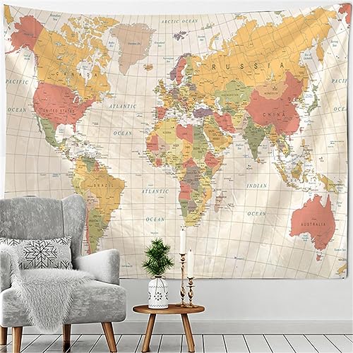 MEKPAM Weltkarte Wandteppich Im Nordischen Stil Zum Aufhängen Polyester Strandtuch Polyester Dünne Decke Yoga-Schal Matte 200x150cm von MEKPAM