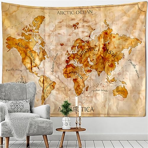 MEKPAM Weltkarte Wandteppich Im Nordischen Stil Zum Aufhängen Polyester Strandtuch Polyester Dünne Decke Yoga-Schal Matte 230x180cm von MEKPAM