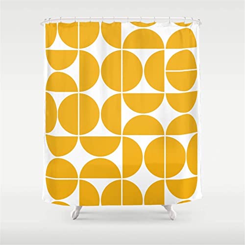 Retro Duschvorhang Gelb Geometrisch Modern Geometrisch Stoff Badezimmer Dekor Wasserdichter Duschvorhang 180X180cm von MEKPAM