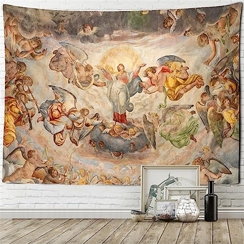 Vintage Engel Wandteppich Wandbehang Christlich Geheimnis Klassische Kunst Schlafzimmer Wohnkultur 230x180cm von MEKPAM