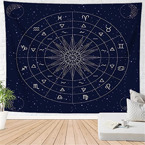 Wandteppichtischdecke Altartuch Tapisserie Wandbehang Rad Des Tierkreises Astrologie Sonne Mond Schlafzimmer Raumdekor Kunst 230x180cm von MEKPAM
