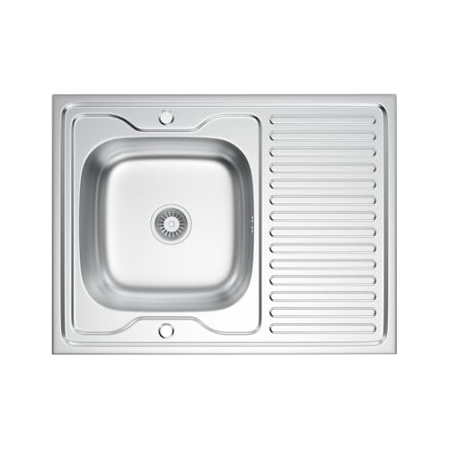 Melanstar Spülbecken Edelstahl 80x60 cm bündige Montage mit Abtropffläche und Ablaufgarnitur von MELANSTAR