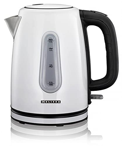 Melissa 16130271 Wasserkocher 1,7 Liter 2200 Watt mit verdecktem Heizelement aus Edelstahl-Farbe: weiĂź, weiß von MELISSA