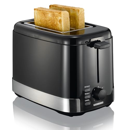 Melissa 16140148 Toaster - Für zwei Scheiben Toast - 7 Stufen - Brötchenaufsatz - Auftaufunktion - Abbruchtaste - 800 Watt - schwarz von MELISSA