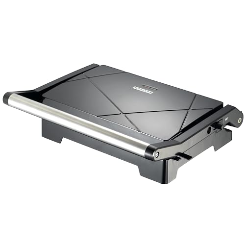 Melissa 16240111 Kontaktgrill - Panini und Sandwich Maker - Antihaftbeschichtet - 1000 Watt - Rutschfeste Füße - Silber von MELISSA