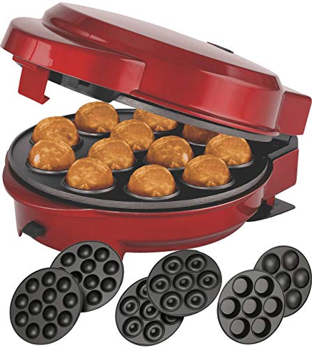 Melissa 16250072 3in1 Donut Muffin und Popcake-Maker 3 auswechselbare Backplatten, Rot Metallic von MELISSA