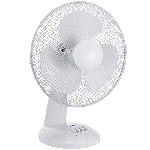 MELISSA 16510106 Tischventilator oszillierend Metallschutzgitter 4-Stufenschalter Ventilator 30 cm mit 3 Geschwindigkeiten 40 Watt weiss von MELISSA